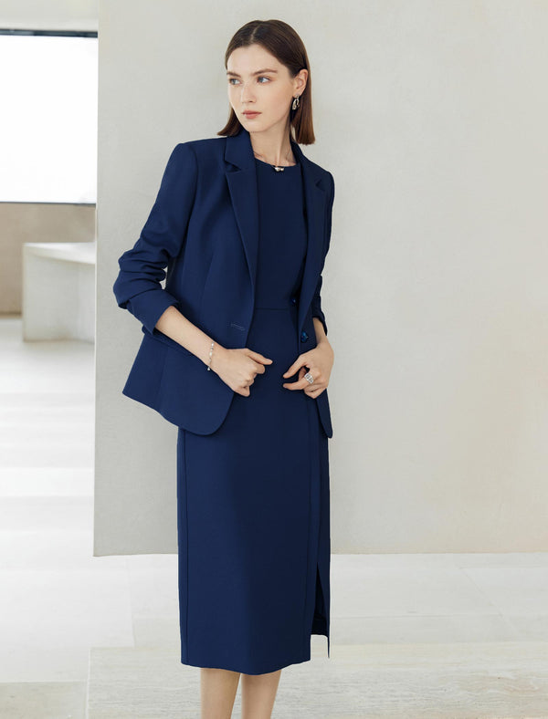 Sleeveless Sheath Midi Dress with Single-Breasted Detail