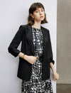 Tencel Ruched Sleeves Textured Tailored Blazer
