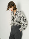 Botanical Print Bow Tie Blouse