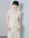 White Floral Lace Cropped Short Sleeve Top