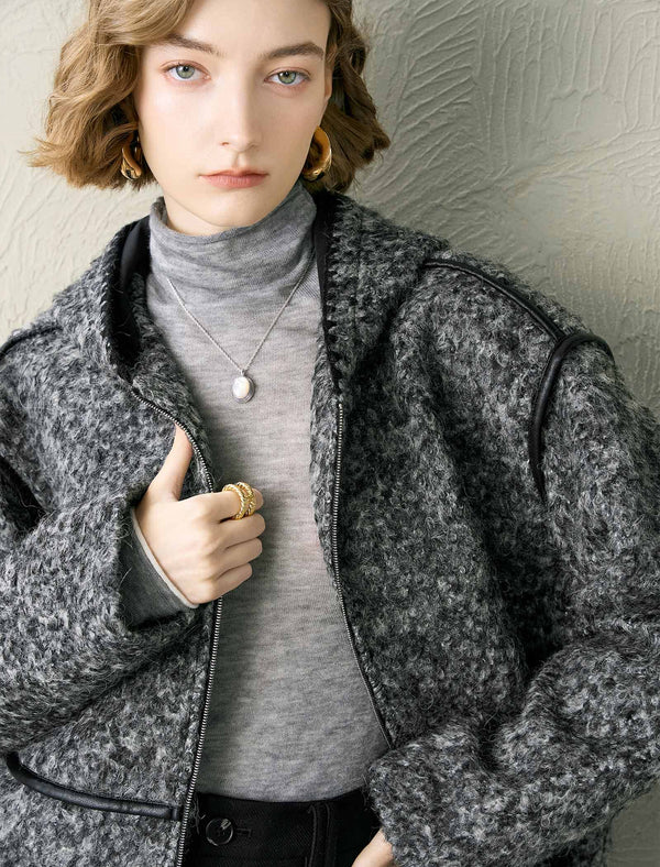 Hooded Tweed Wool-Blend Jacket