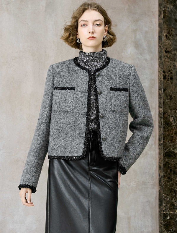 Tweed Wool-Blend Cropped Jacket