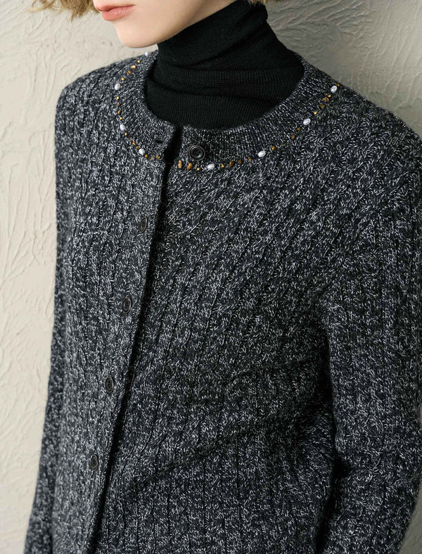 Bead Detail Wool Cardigan