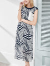Geometric Print Sleeveless Midi Dress
