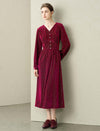Velvet V-Neck Waist-Defining Elegant Midi Dress