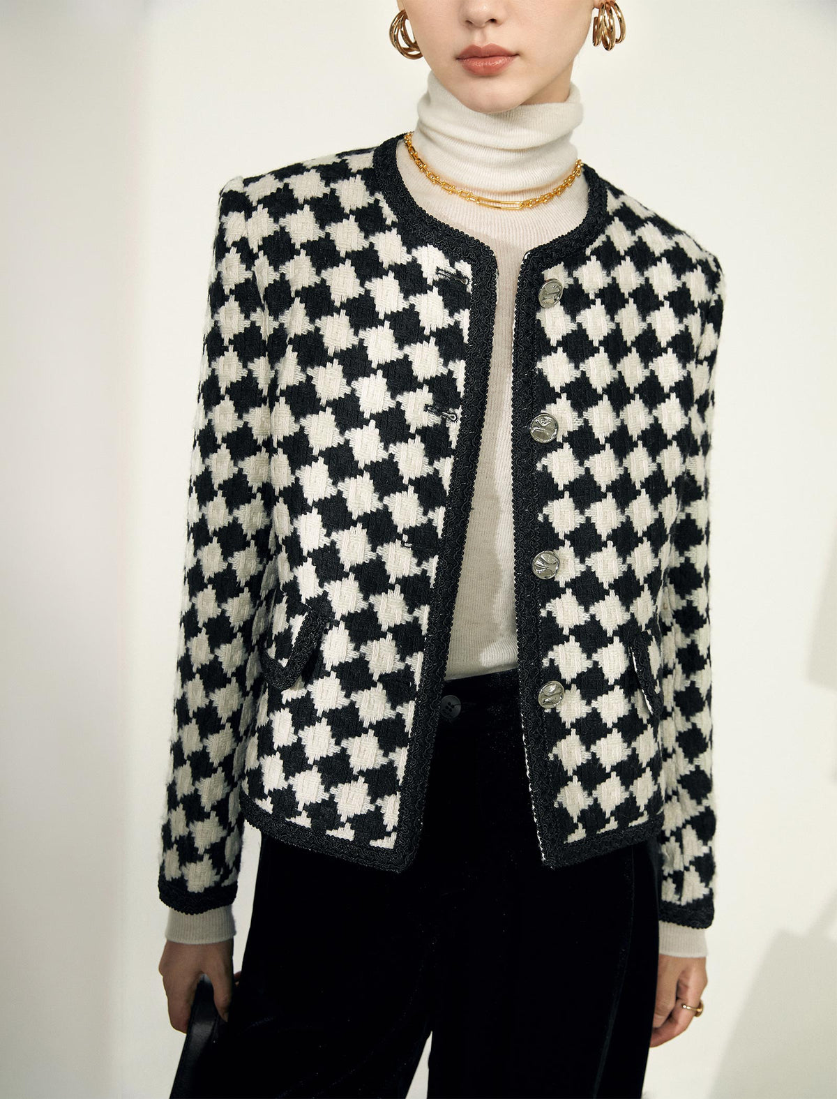 Classic Plaid Cropped Jacket