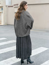 Heathered Gray Shawl Collar Button-Up Knit Cardigan