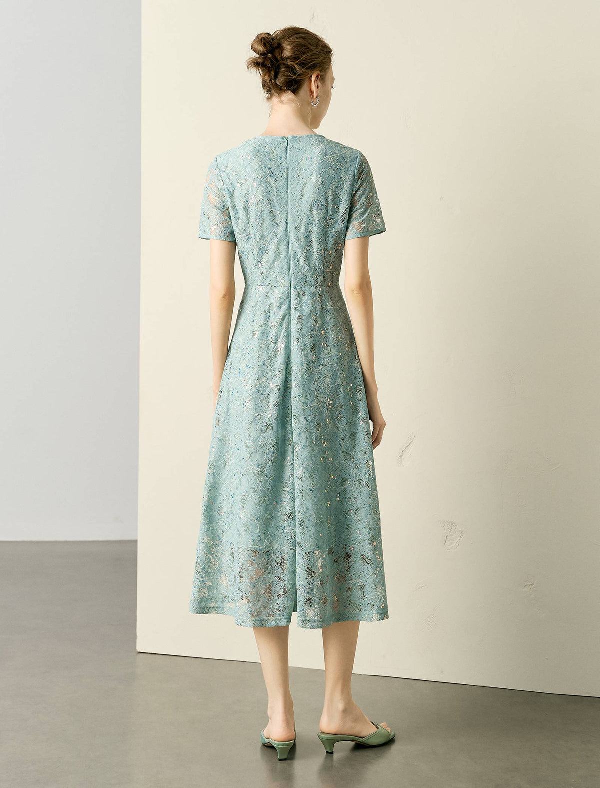 Lace Embellished Midi Dress