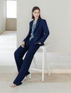 Navy Wide-Leg Suit Pants