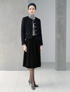 Wool Blend Round Neck Metal Button Cropped Jacket