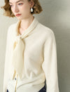 Tie-Neck 100% Wool Cardigan