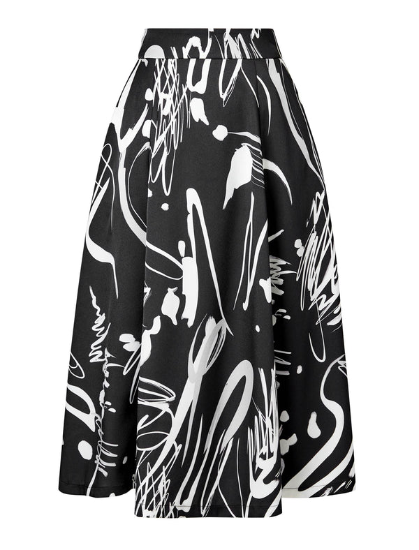 Abstract Print Midi Skirt