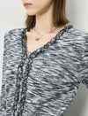 Gray V-Neck Slim Fit Long-Sleeve Knit Top