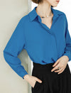 Blue Loose Lapel Long-Sleeve Shirt