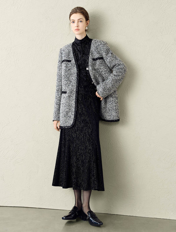 Shimmery Striped Midi Mermaid Skirt