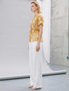 Gardenia Burnout Floral Tie-Waist Blouse