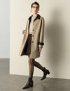 Contrast-Trim Trench Coat