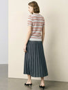Striped Short-Sleeve Knit Cardigan