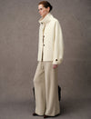Wool-Cashmere Silk Blend Stand Collar Fuzzy Jacket