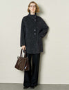 Wool-Alpaca Blend Stand Collar Textured Coat