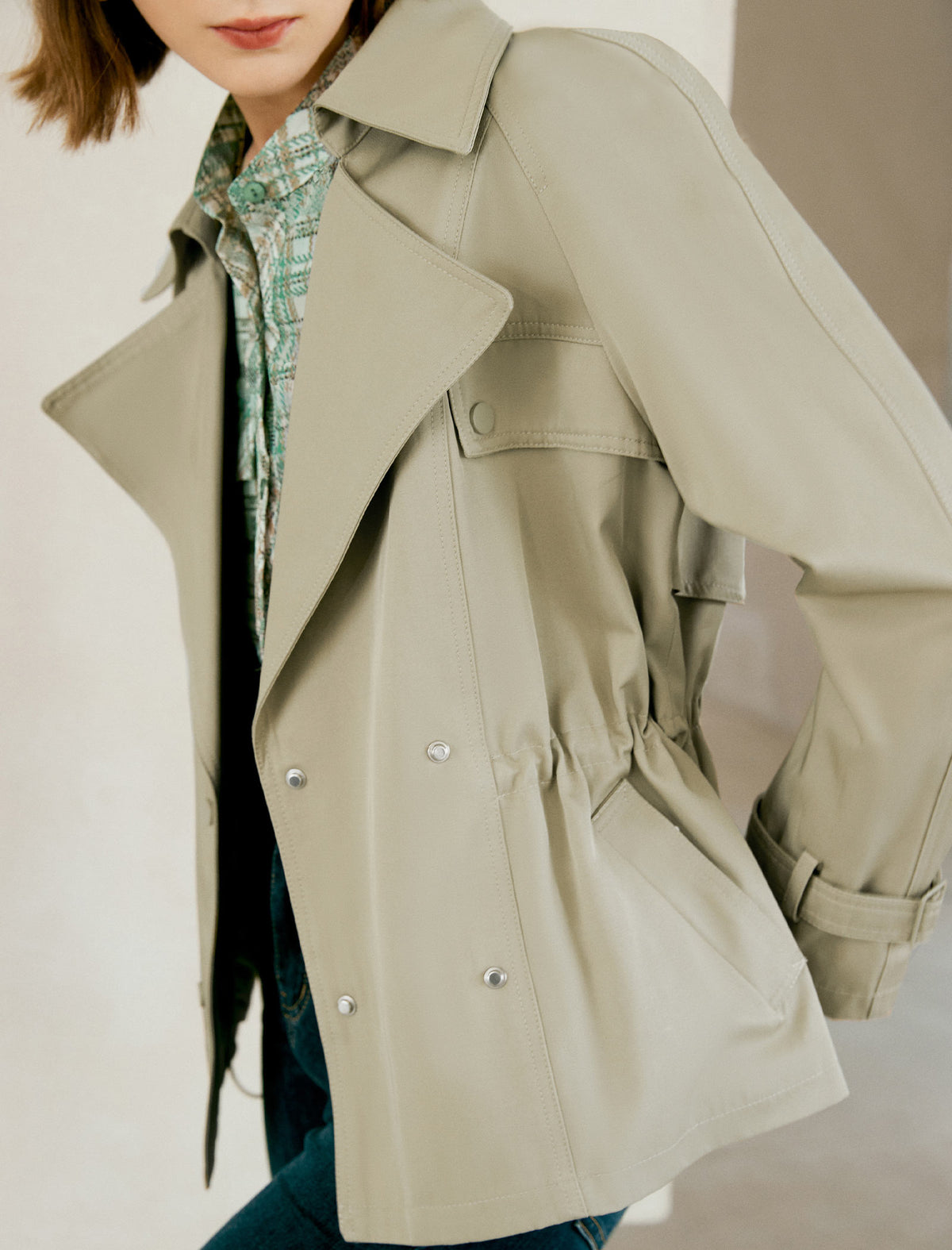 Collared Long Sleeve Belted Trench Coat