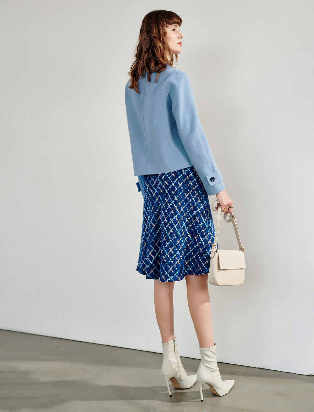 100% Wool Button-Front Cropped Jacket