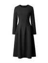Black A-Line Long Sleeve Midi Dress