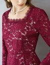 Burgundy Lace Sequin Sheath Mini Dress