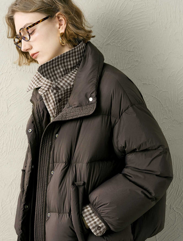Stand-Collar Side Pocket Down Jacket