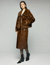 Plush Wide-Lapel Zip-Front Pocket Cropped Jacket
