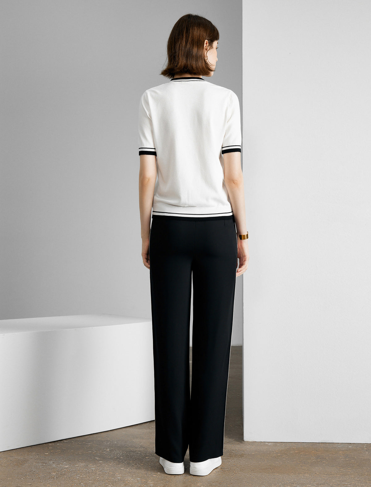 Side-Stripe Drawstring Straight Leg Pants