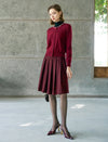 Sparkle Tweed Box-Pleated Knee-Length Skirt