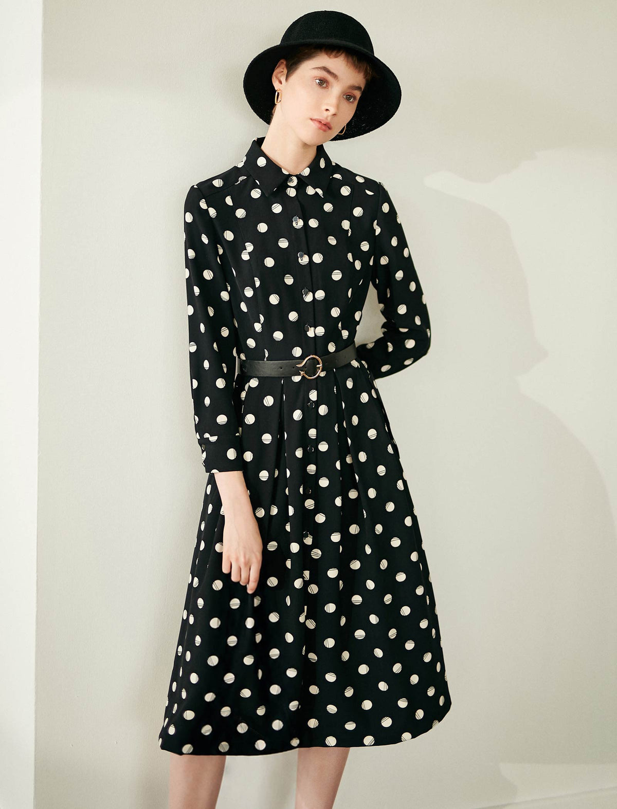 Polka-Dot Shirt Dress