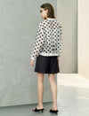Tencel Linen Blend Polka Dot Sheer Bomber Jacket