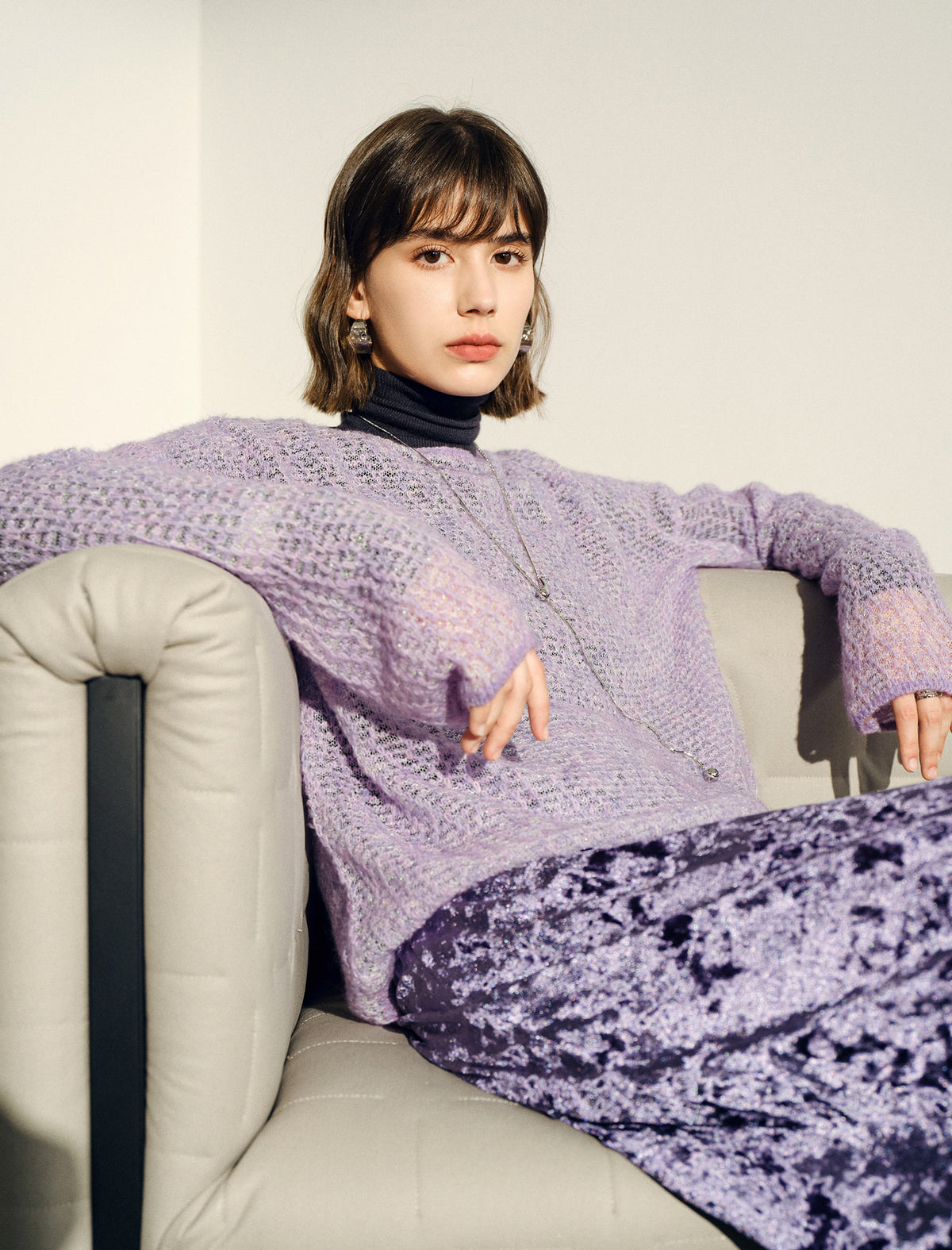 Hollow‑Out Crochet Knit Pullover