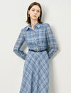 Plaid Belted Fit Flare Midi Dress