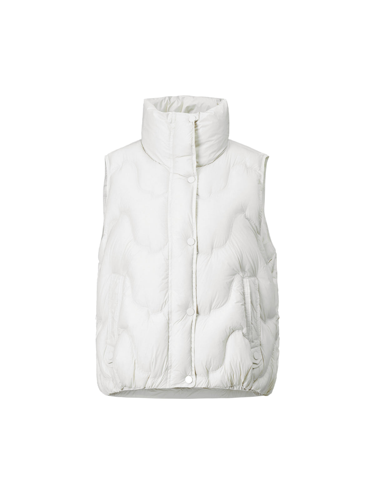 Quilted Stand-Collar Snap-Front Pocket Vest