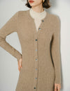 Wool Blend Long-Sleeve Button-Front Midi Dress