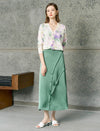Sage Green Embossed Satin Wrap Midi Skirt