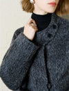 Wool-Alpaca Blend Fuzzy Cropped Jacket