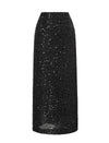 High-Waisted Sequin Column Midi Skirt