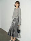 Velvet Mermaid Midi Skirt