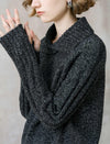 Charcoal Wool-Blend Shawl Collar Sweater