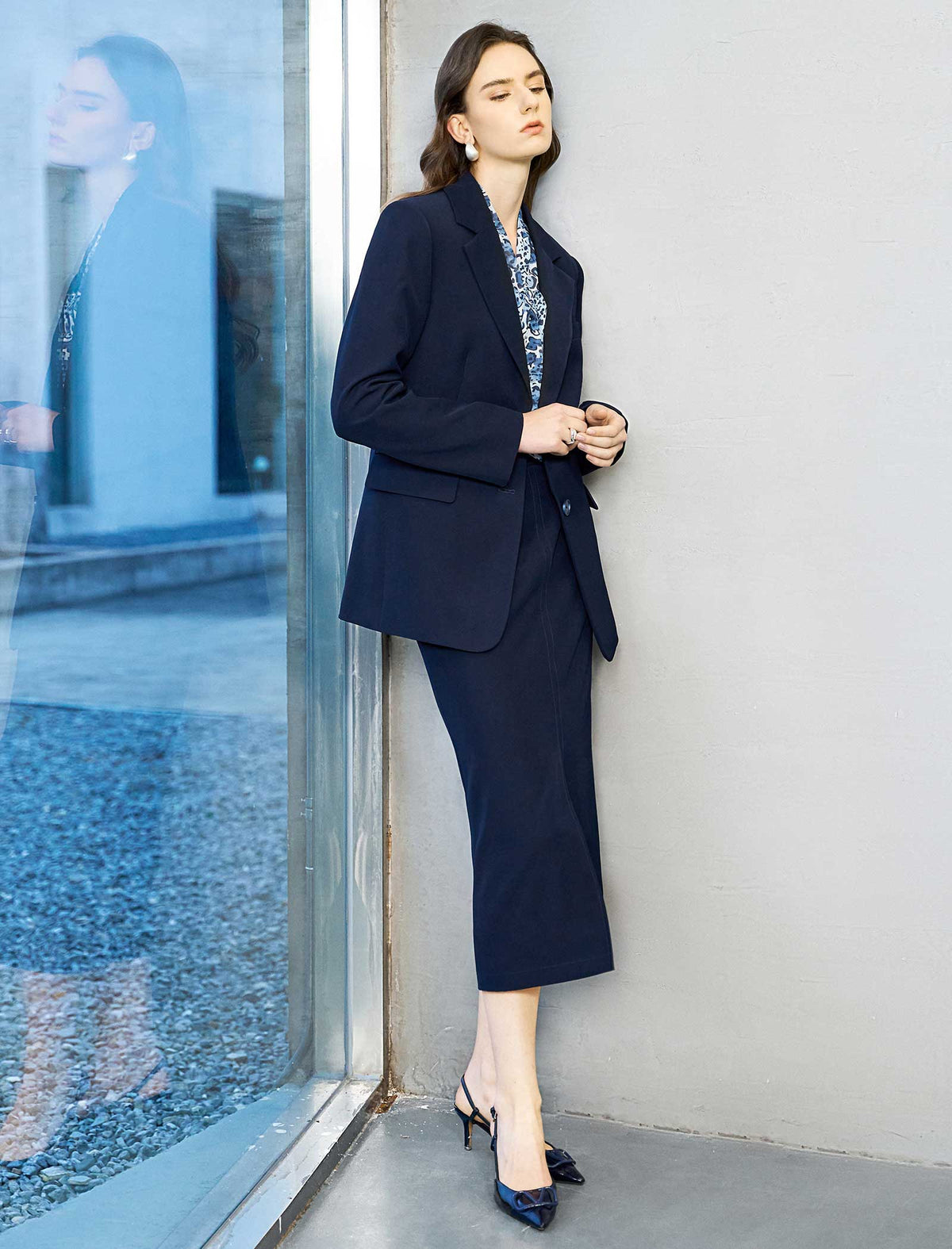 Navy Blue Tailored Blazer