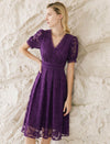 V-Neck Waist-Cinched Short Sleeve Dress