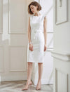 Solid Color Self-Belt Sleeveless Dress