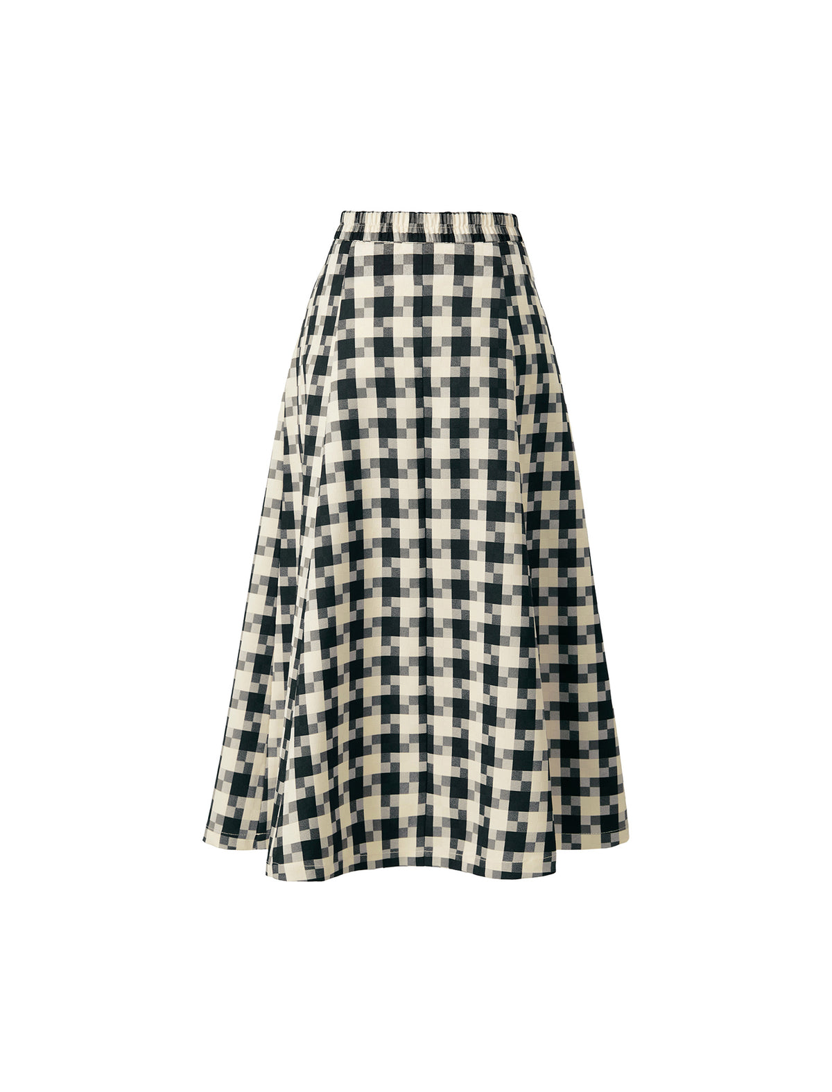 High Waist Pleated Houndstooth Midi Skirt