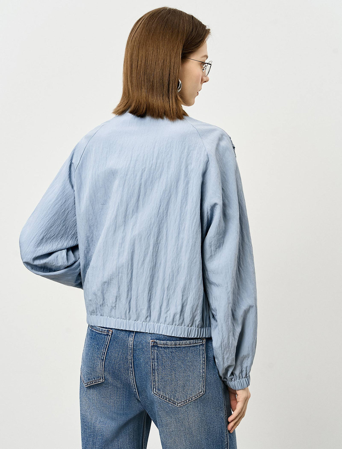Stand Collar Zip Front Utility Jacket Coat