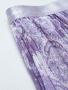Purple Paisley Print Tiered Midi Skirt