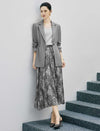 Notched Lapel Drawstring Waist Long Sleeve Jacket